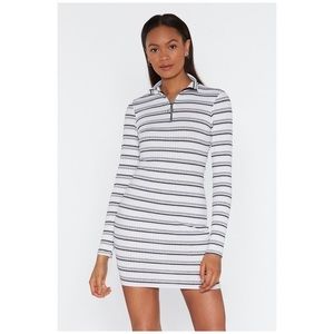 Nasty Gal Stripe Zip Mini Dress Size 8, NWT
